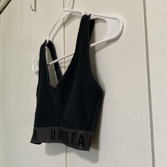 UNDER ARMOUR Racer Back Black Gray Trim Sports Exercise Running Bra Womens Small - Picture 9 of 13